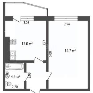 1-к квартира, вторичка, 39м2, 3/5 этаж