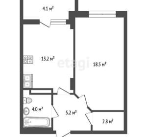 1-к квартира, вторичка, 45м2, 5/12 этаж