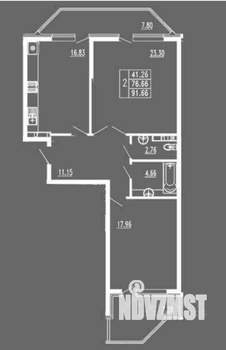 2-к квартира, вторичка, 92м2, 12/14 этаж
