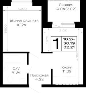 1-к квартира, строящийся дом, 32м2, 4/4 этаж