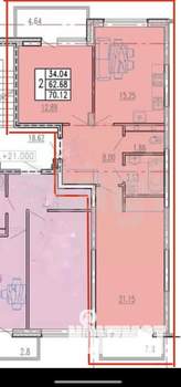 2-к квартира, вторичка, 70м2, 7/8 этаж