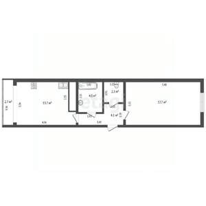 1-к квартира, вторичка, 46м2, 9/9 этаж