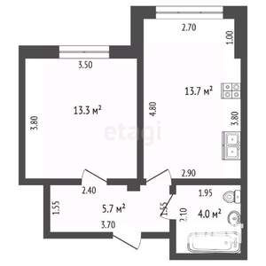 1-к квартира, вторичка, 37м2, 1/6 этаж