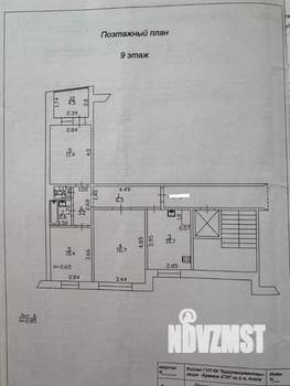 3-к квартира, вторичка, 62м2, 9/10 этаж