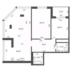 3-к квартира, вторичка, 88м2, 4/11 этаж