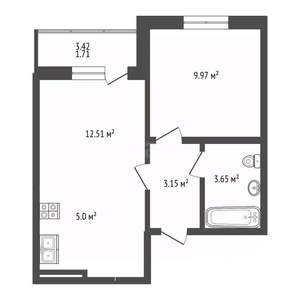 1-к квартира, вторичка, 36м2, 9/16 этаж