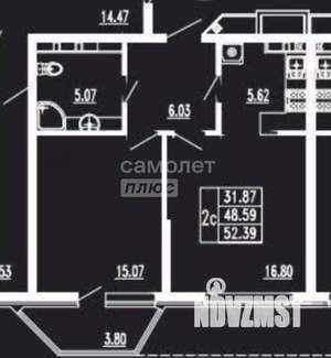 1-к квартира, вторичка, 52м2, 4/14 этаж