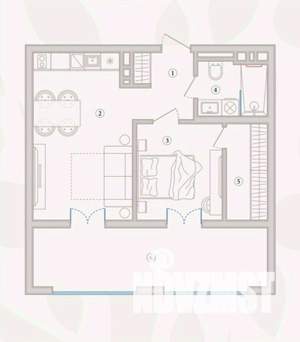 1-к квартира, вторичка, 60м2, 5/5 этаж