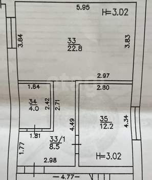 1-к квартира, вторичка, 48м2, 1/4 этаж