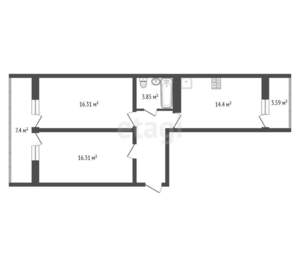 2-к квартира, вторичка, 71м2, 3/4 этаж
