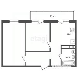 2-к квартира, вторичка, 58м2, 5/8 этаж