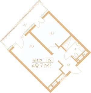 2-к квартира, вторичка, 50м2, 9/9 этаж