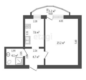 1-к квартира, вторичка, 40м2, 2/5 этаж