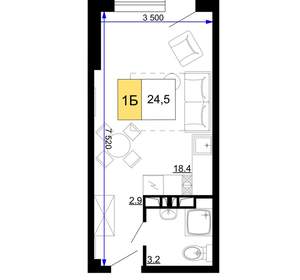 1-к квартира, вторичка, 25м2, 3/9 этаж