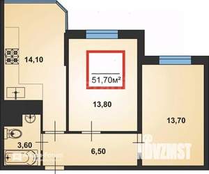 2-к квартира, вторичка, 52м2, 10/16 этаж