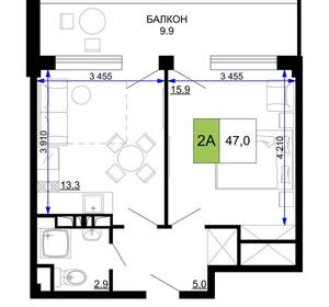 2-к квартира, вторичка, 47м2, 9/9 этаж
