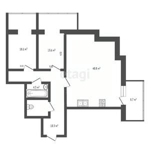 3-к квартира, сданный дом, 136м2, 14/16 этаж