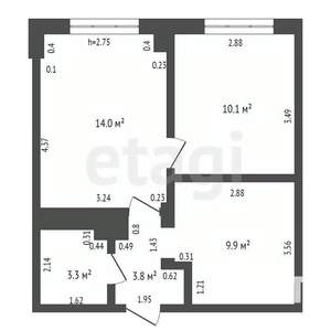 2-к квартира, вторичка, 43м2, 1/10 этаж
