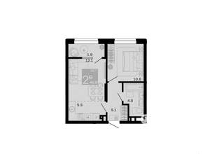 1-к квартира, вторичка, 40м2, 7/12 этаж