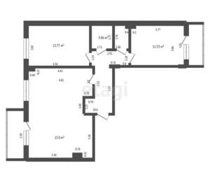 2-к квартира, вторичка, 71м2, 6/12 этаж