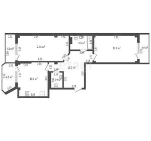 2-к квартира, вторичка, 105м2, 10/10 этаж