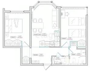 2-к квартира, вторичка, 55м2, 5/9 этаж