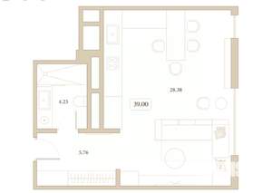 Студия квартира, вторичка, 39м2, 6/7 этаж