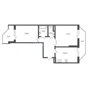 2-к квартира, вторичка, 92м2, 12/14 этаж