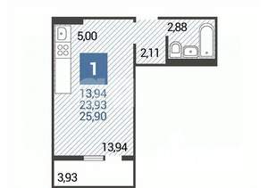 Студия квартира, вторичка, 27м2, 16/16 этаж