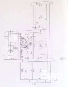 3-к квартира, вторичка, 60м2, 1/2 этаж