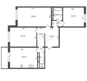 3-к квартира, вторичка, 84м2, 2/16 этаж