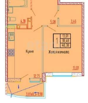 1-к квартира, вторичка, 40м2, 18/18 этаж