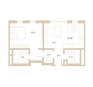 1-к квартира, вторичка, 52м2, 7/7 этаж