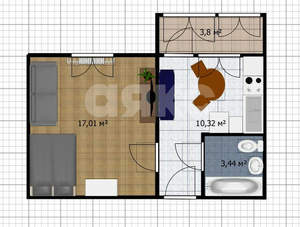 1-к квартира, вторичка, 35м2, 1/9 этаж