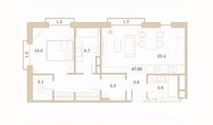 2-к квартира, вторичка, 68м2, 3/7 этаж