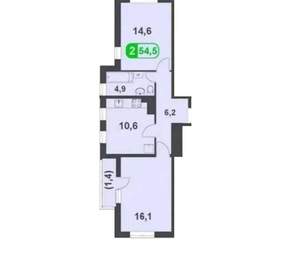 2-к квартира, вторичка, 55м2, 4/20 этаж