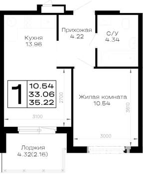 1-к квартира, вторичка, 35м2, 2/4 этаж