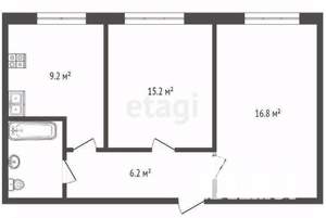 2-к квартира, вторичка, 50м2, 1/4 этаж