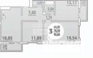 3-к квартира, вторичка, 86м2, 4/16 этаж