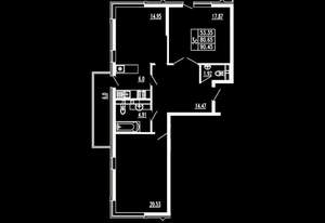 2-к квартира, вторичка, 91м2, 6/14 этаж