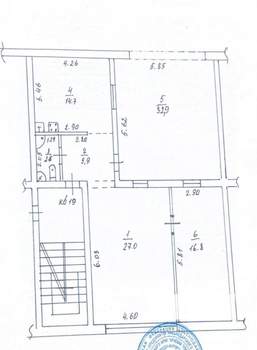 2-к квартира, вторичка, 67м2, 6/6 этаж
