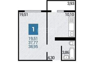 1-к квартира, вторичка, 38м2, 14/16 этаж