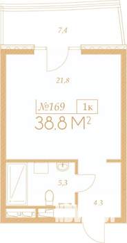 1-к квартира, вторичка, 39м2, 8/9 этаж