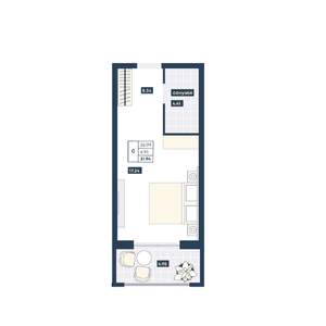 Студия квартира, вторичка, 32м2, 3/9 этаж