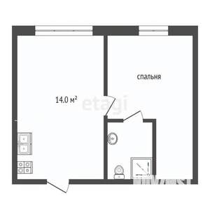 1-к квартира, вторичка, 42м2, 2/2 этаж