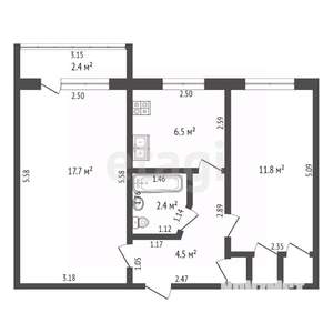 2-к квартира, вторичка, 46м2, 4/5 этаж