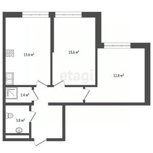 2-к квартира, вторичка, 53м2, 1/16 этаж