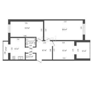 3-к квартира, вторичка, 69м2, 4/5 этаж