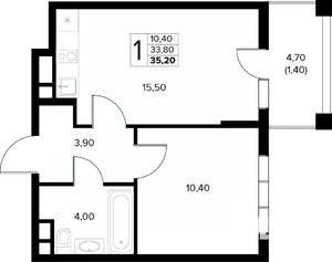 1-к квартира, вторичка, 35м2, 4/8 этаж