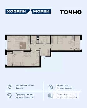 2-к квартира, вторичка, 68м2, 2/8 этаж